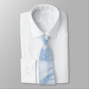 Groomsmen Clear Water Blue Marbling Weddenschap Stropdas