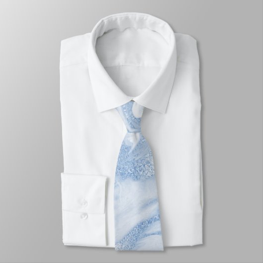 Groomsmen Clear Water Blue Marbling Weddenschap Stropdas (Gebonden)