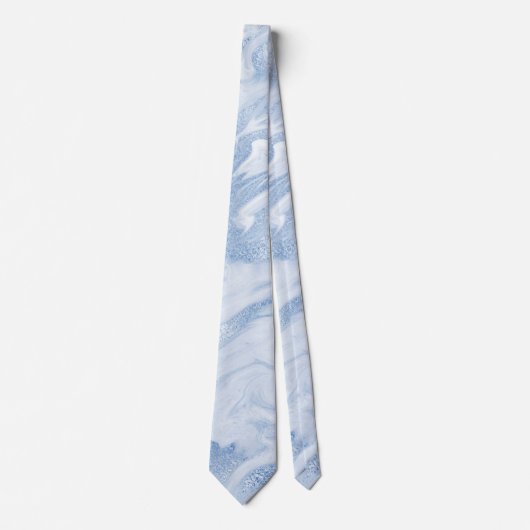 Groomsmen Clear Water Blue Marbling Weddenschap Stropdas (Voorkant)