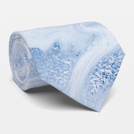 Groomsmen Clear Water Blue Marbling Weddenschap Stropdas (Opgerold)