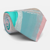 Groomsmen Colour Block Roos Gold Blush Aqua Stropdas (Opgerold)