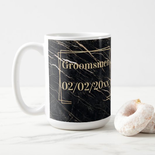 Groomsmen Elegant: Gouden Marmer Koffiemok (Met donut)