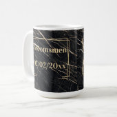 Groomsmen Elegant: Gouden Marmer Koffiemok (Voorkant links)