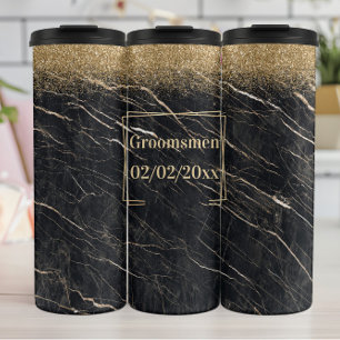 Groomsmen Elegant: Gouden Marmer Thermosbeker