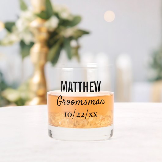 Groomsmen Elegante Moderne Typografie Bruiloft gun Whisky Glas (Insitu (Huwelijk))
