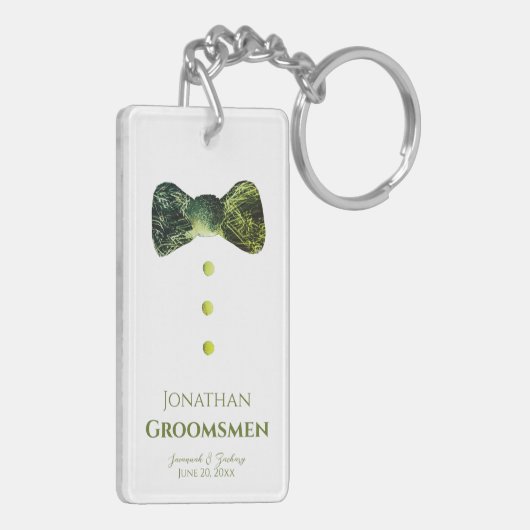 Groomsmen Funny emerald green Stropdas bruiloft Sleutelhanger (Achterkant Links)