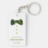 Groomsmen Funny emerald green Stropdas bruiloft Sleutelhanger (achterkant)