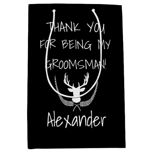 Groomsmen Gepersonaliseerde bruiloft Dank u Medium Cadeauzakje (Voorkant)