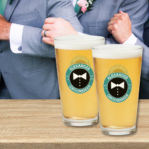 Groomsmen Gift Blauwgroen boog Stropdas bruiloft Glas