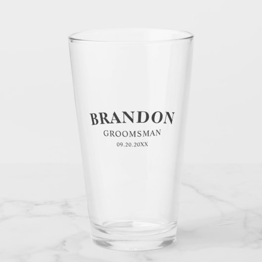 Groomsmen Gift Classic Elegant Wedding Dank u Glas (Voorkant)
