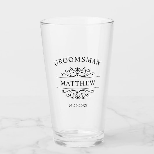  Groomsmen Gift Classic Elegant Wedding Glas (Voorkant)