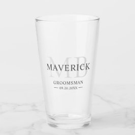 Groomsmen Gift Modern Trendy Monogram Initiaal Bee Glas