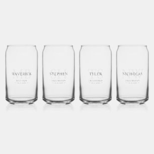 Groomsmen Gift Modern Trendy Monogram Initialen Blikvorm Glas