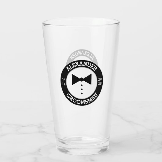 Groomsmen Gift | Zwarte Stropdas-weddenschap-bier Glas (Achterkant)
