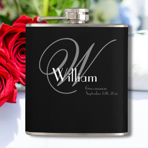 Groomsmen Gifts Elegant Chique Monogram Naam Class Heupfles