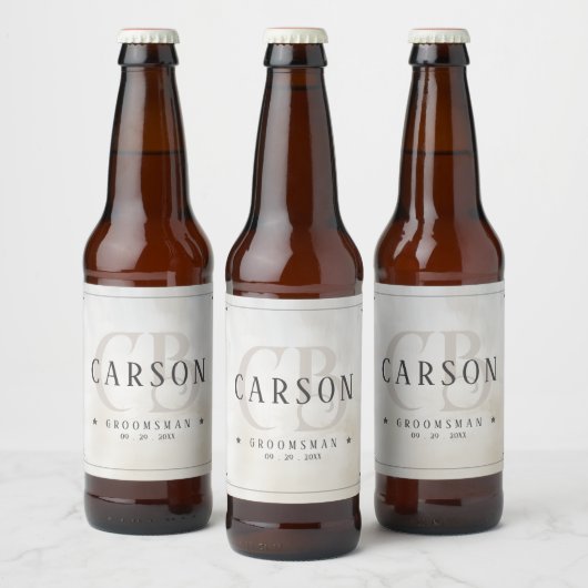  Groomsmen Gifts Monogram Bier Etiket (Flessen)