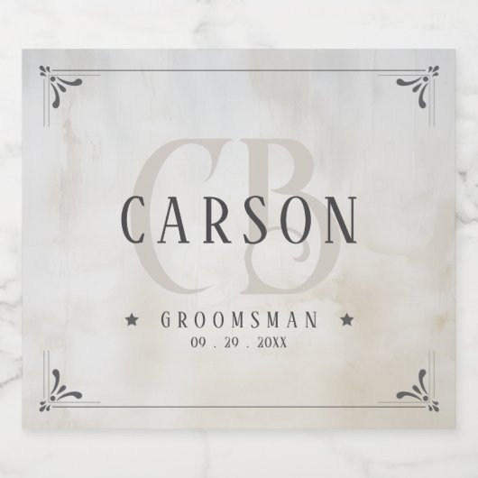  Groomsmen Gifts Monogram Bier Etiket (Enkel label)