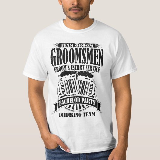 Groomsmen Groom's Escort Service Bachelor Party T-shirt (Voorkant)