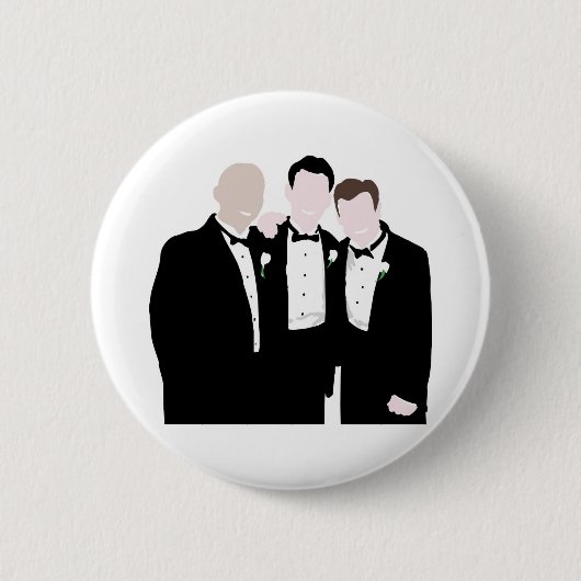Groomsmen in zwart Stropdas Pose voor een Afbeeldi Ronde Button 5,7 Cm (Voorkant)
