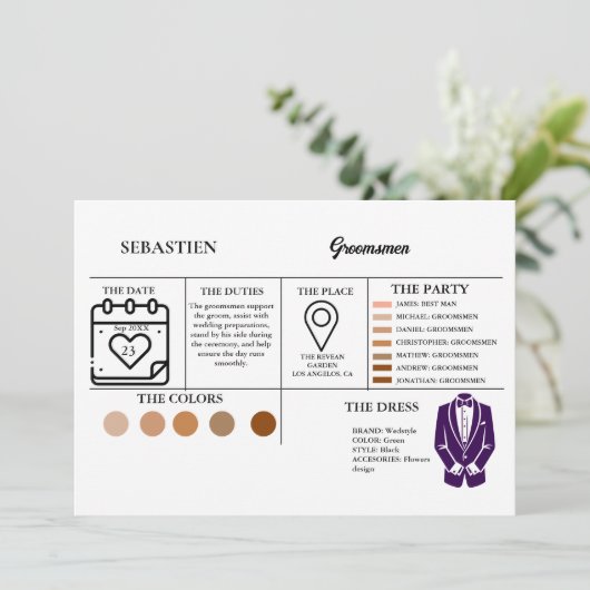 Groomsmen info kaart bruidsvoorstel Kaart (Staand voorkant)