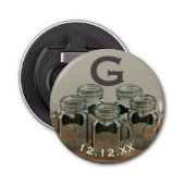 Groomsmen Initiaal Team Groom Weddenschap Bottle O Button Flesopener (Voorkant)