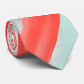 Groomsmen Kleurblok Coral+Mint Stropdas (Opgerold)