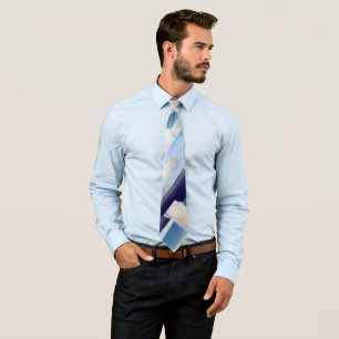 Groomsmen Modern Color Block Dusty Navy Silver Stropdas