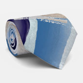 Groomsmen Modern Color Block Dusty Navy Silver Stropdas (Opgerold)