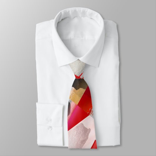 Groomsmen Moderne kleurenblok Blush Black Red Stropdas (Gebonden)