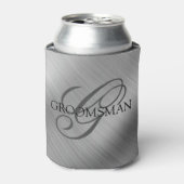Groomsmen Monogram geborsteld zilver Blikjeskoeler (Blikje Voorkant)