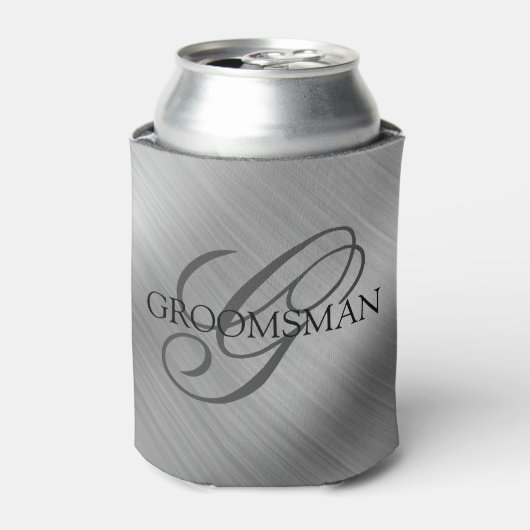 Groomsmen Monogram geborsteld zilver Blikjeskoeler (Blikje Voorkant)