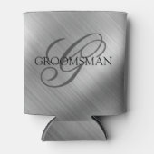 Groomsmen Monogram geborsteld zilver Blikjeskoeler (Voorkant)