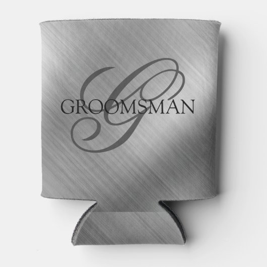Groomsmen Monogram geborsteld zilver Blikjeskoeler (Voorkant)