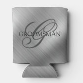 Groomsmen Monogram geborsteld zilver Blikjeskoeler (Achterkant)