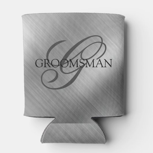 Groomsmen Monogram geborsteld zilver Blikjeskoeler (Achterkant)
