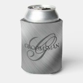Groomsmen Monogram geborsteld zilver Blikjeskoeler (Blikje Achterkant)