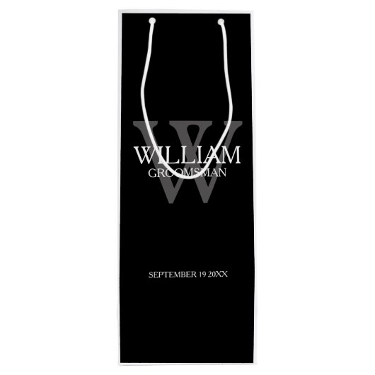 Groomsmen Persoonlijke benaming Elegant Cool Wijn Cadeautas (Achterkant)