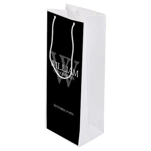 Groomsmen Persoonlijke benaming Elegant Cool Wijn Cadeautas (Voorkant Gekanteld)