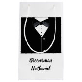Groomsmen - Speciaal uitgeruste zwarte Tuxedo Smal Klein Cadeauzakje (Voorkant)