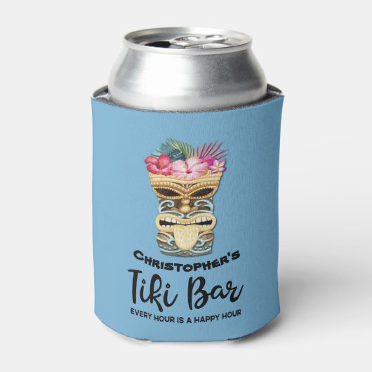Groomsmen Tiki Bar Monogrammed Bachelor Party Blikjeskoeler (Blikje Voorkant)