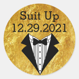 Groomsmen Uitnodiging Gouden Zeehonden Ronde Sticker