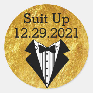 Groomsmen Uitnodiging Gouden Zeehonden Ronde Sticker
