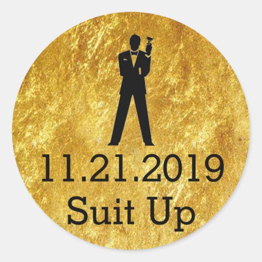 Groomsmen Uitnodiging Gouden Zeehonden Ronde Sticker (Voorkant)