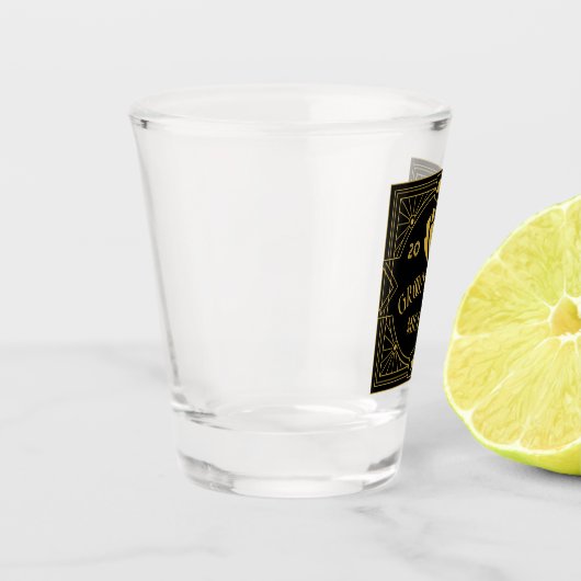 Groomsmen Victoriaans Stijl Modern Monogram Shot Glas (Links)