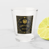 Groomsmen Victoriaans Stijl Modern Monogram Shot Glas (Voorkant)
