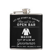 Groomsmen-voorstel Flask - Funny Suit Up Heupfles (Voorkant)