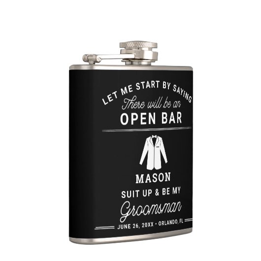 Groomsmen-voorstel Flask - Funny Suit Up Heupfles (Rechts)