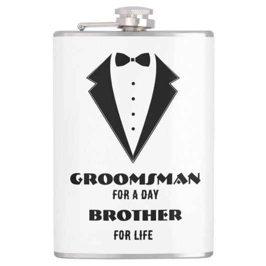 Groomsmen Voorstel Glas, bruidegom voor een dag Heupfles (Voorkant)