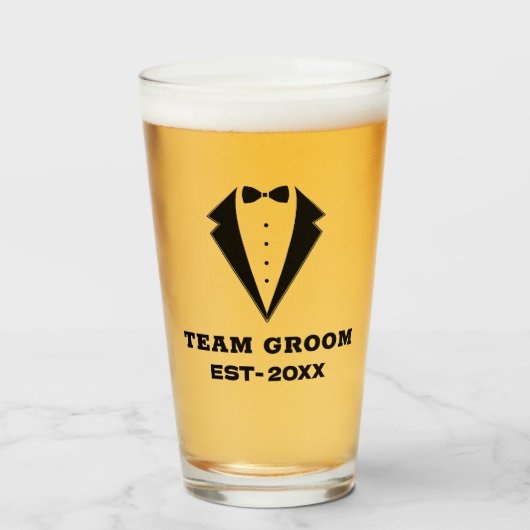 Groomsmen voorstel glas, team bruidegom gepersonal glas (Voorkant gevuld)