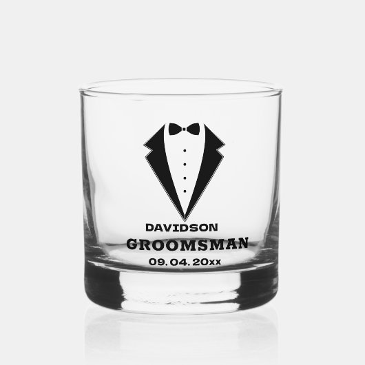 Groomsmen voorstel glas, team bruidegom gepersonal whisky glas (Voorkant)